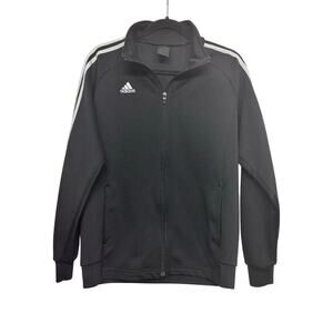 Adidas‎ Black Full Zip Track Jacket White Stripes Men’s Size Large Athletic Wear